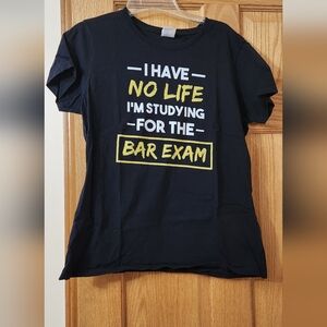 Port and Company Black Tee with Yellow and White Print